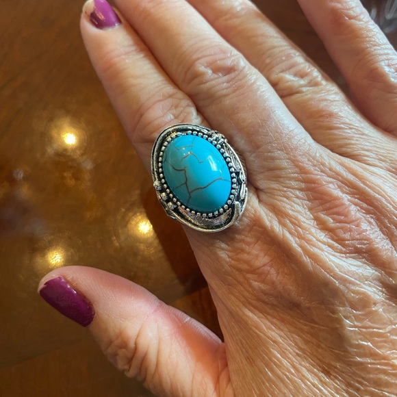 Boho Turquoise Silver Ring - Picture 12 of 12